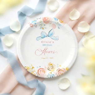 Elegante, fantasievolle, handgezeichnete Brautpart Pappteller