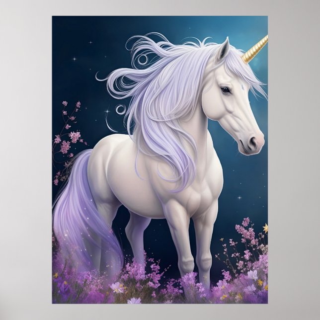 Elegante Fantasy Magical Unicorn Poster (Vorne)