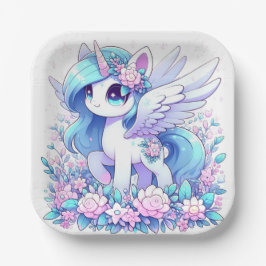Elegante Fantasy Unicorn Kinderdusche Pappteller