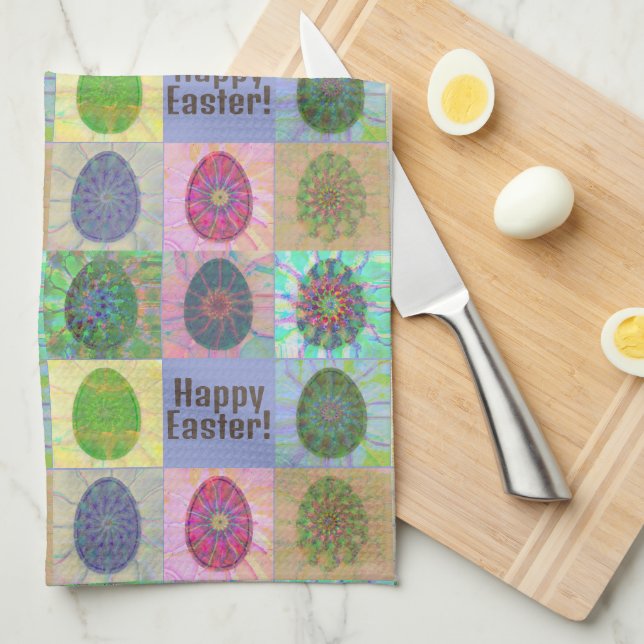 Elegante Farben Abstrakte Eier Ostern Geschirrtuch (Viertel Falte)