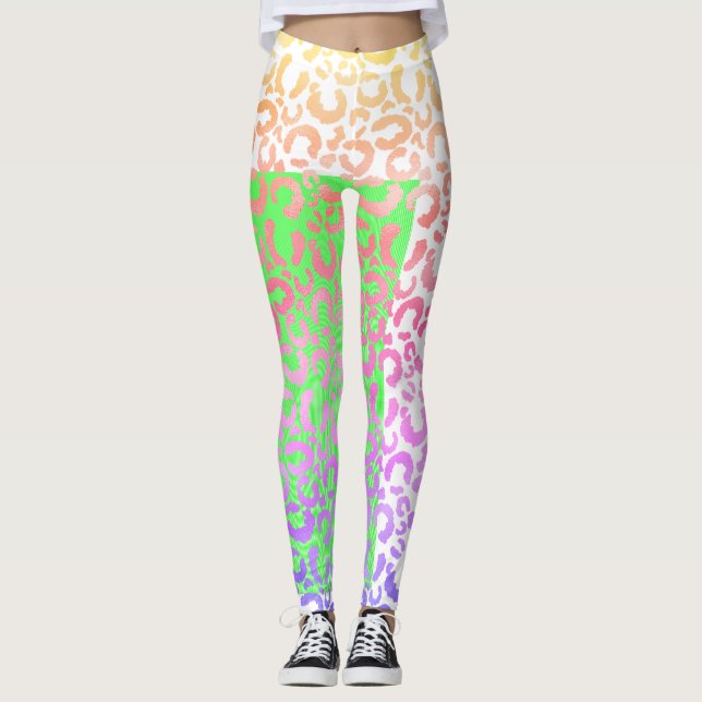 Elegante Farben Ipanema Leopard Tierdruckerei Leggings (Vorderseite)