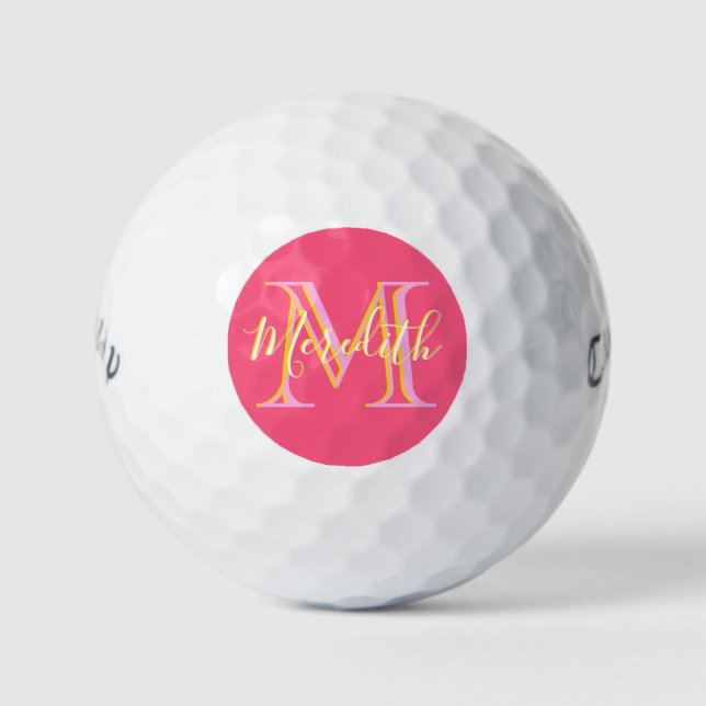Elegante Farben Lilacs Gold Custom Monogram Name Golfball (Vorderseite)