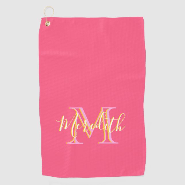 Elegante Farben Lilacs Gold Custom Monogram Name Golfhandtuch (Vorderseite)