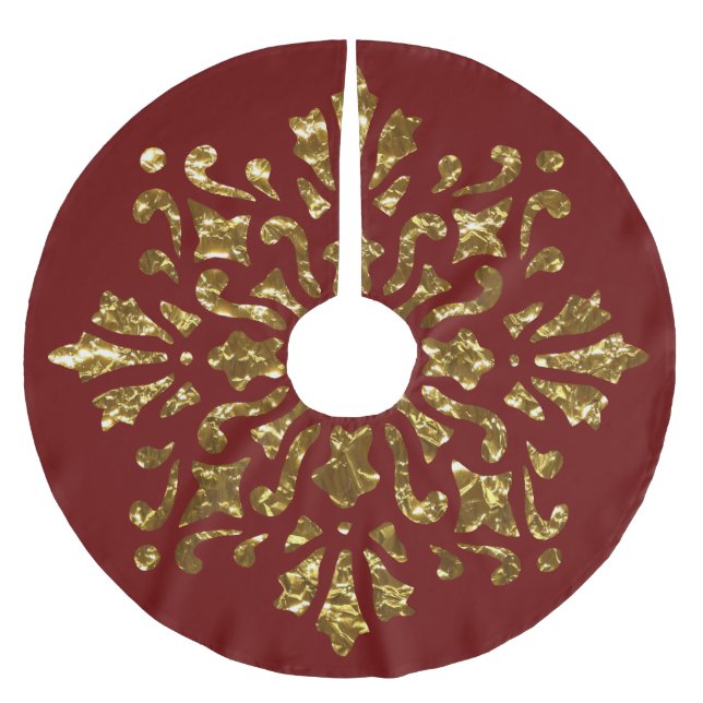 Elegante Farben mit bedrucktem Goldfoliendesign Polyester Weihnachtsbaumdecke (Vorderseite)