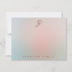 Elegante Farben Script Mit Monogramm Modern Einfac Mitteilungskarte