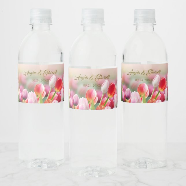 Elegante Farben Tulip Florals Hochzeit (Flaschen)