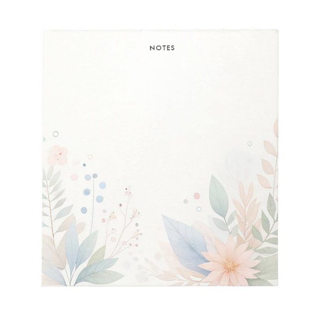 Elegante Farben Wasserfarbener Frühling Natur Notizblock (Vorderseite)