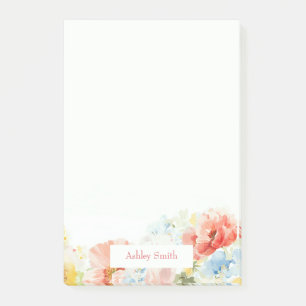 Elegante farbenfrohe Aquarellblumen oder Wildblume Post-it Klebezettel