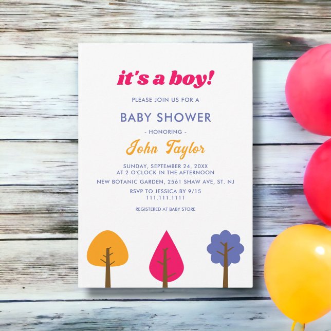 Elegante, farbenfrohe Bäume fallen Babydusche Einladung (Von Creator hochgeladen)