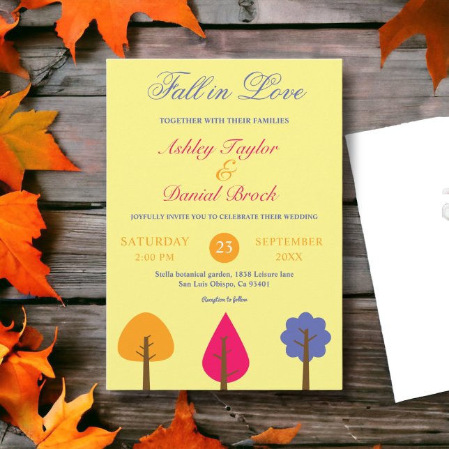 Elegante farbenfrohe Bäume fallen in Liebe Rustika Einladung (Von Creator hochgeladen)
