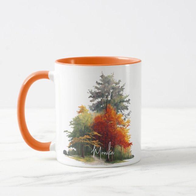 Elegante, farbenfrohe Bäume im Wald Tasse (Links)