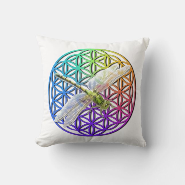 Elegante, farbenfrohe Blume des Libellen Kissen (Vorderseite)