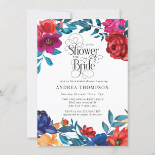 Elegante farbenfrohe Blume   Grünes Brautparty Einladung
