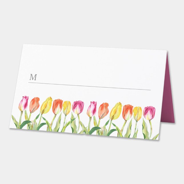 Elegante farbenfrohe Blumengärten Frohes Ostern Platzkarte (Elegant Colorful Floral Tulips Happy Easter Place Card)