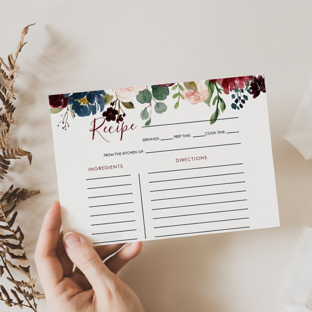 Elegante farbenfrohe Brautparty Rezept Karte (Von Creator hochgeladen)