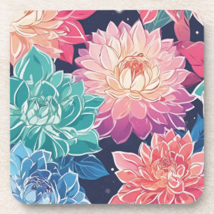 Elegante farbenfrohe Dahlia-Blume auf dunklem Hint Getränkeuntersetzer