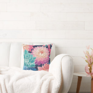 Elegante farbenfrohe Dahlia-Blume auf dunklem Hint Kissen