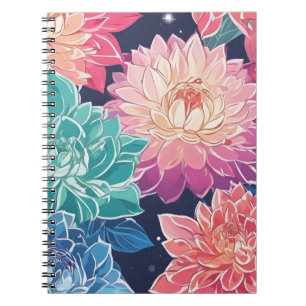 Elegante farbenfrohe Dahlia-Blume auf dunklem Hint Notizblock