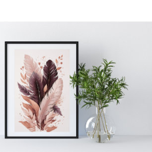 Elegante Farbenfrohe Federn Botanische Kunst, Dich Poster