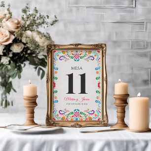Elegante farbenfrohe florale Fiesta spanische Hoch Tischnummer