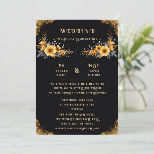 Elegante farbenfrohe gelbe Blumen-Hochzeitseinladu Einladung