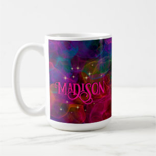 Elegante farbenfrohe Glitzern rauchen monogramm Kaffeetasse