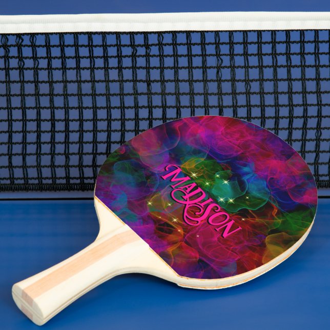 Elegante farbenfrohe Glitzern rauchen monogramm Tischtennis Schläger (InSitu)