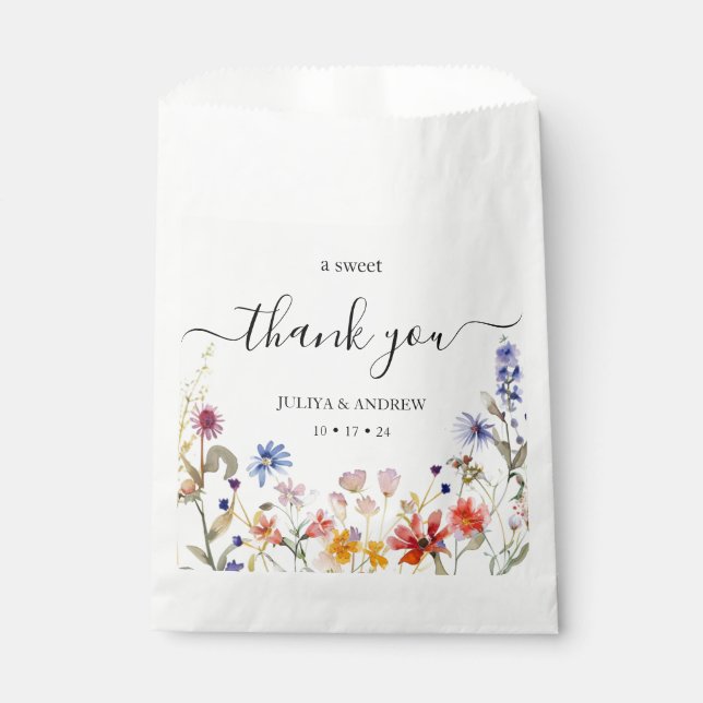 Elegante farbenfrohe Hochzeit der Wildblume Geschenktütchen (Vorderseite)