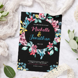 Elegante, farbenfrohe Hochzeit mit Blumen Einladung