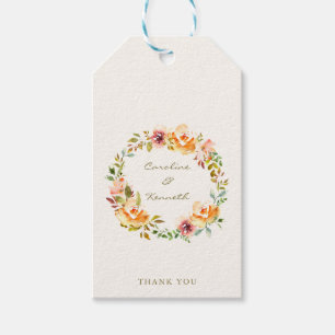 Elegante farbenfrohe Hochzeit mit floralen Wasserf Geschenkanhänger
