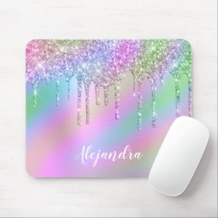 Elegante, farbenfrohe, holografische Glitzer-Tropf Mousepad