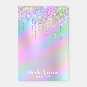 Elegante, farbenfrohe, holografische Glitzer-Tropf Post-it Klebezettel