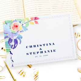 Elegante farbenfrohe LGBTQ Hochzeit mit floralen W Gästebuch