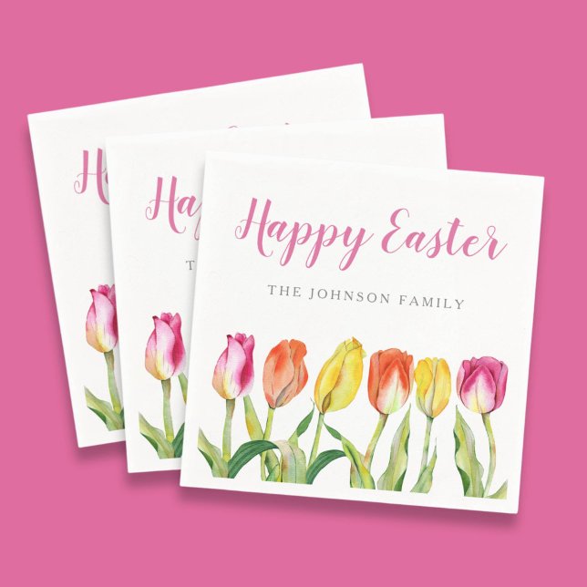 Elegante farbenfrohe Ostern Flora Tulip Serviette (Elegant Colorful Happy Easter Floral Tulip Napkins)