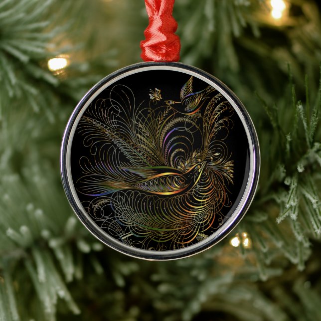 Elegante farbenfrohe Partridges Ornament Aus Metall (Baum)