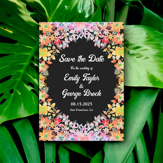 Elegante farbenfrohe Rose Botanische Hochzeit Save The Date (Von Creator hochgeladen)