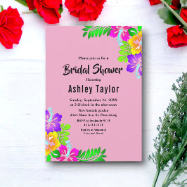 Elegante farbenfrohe Rose Rosa Brautparty Einladung