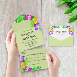 Elegante farbenfrohe Rose Rustikale Blumenhochzeit All In One Einladung