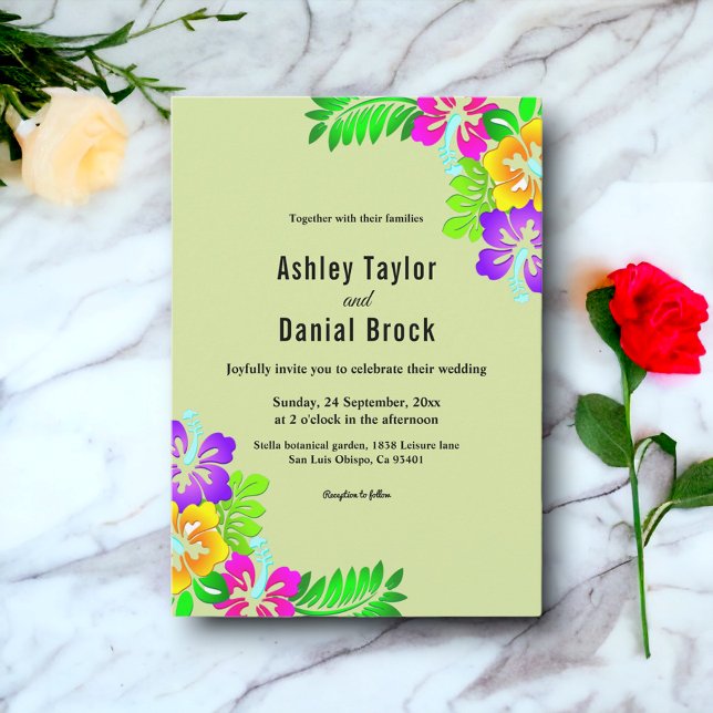 Elegante farbenfrohe Rose Rustikale Blumenhochzeit Einladung (Von Creator hochgeladen)