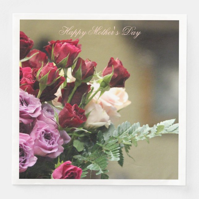 Elegante farbenfrohe Rose Serviette (Vorderseite)