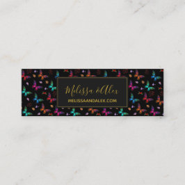 Elegante farbenfrohe Schmetterlinge auf der schwar Mini Visitenkarte