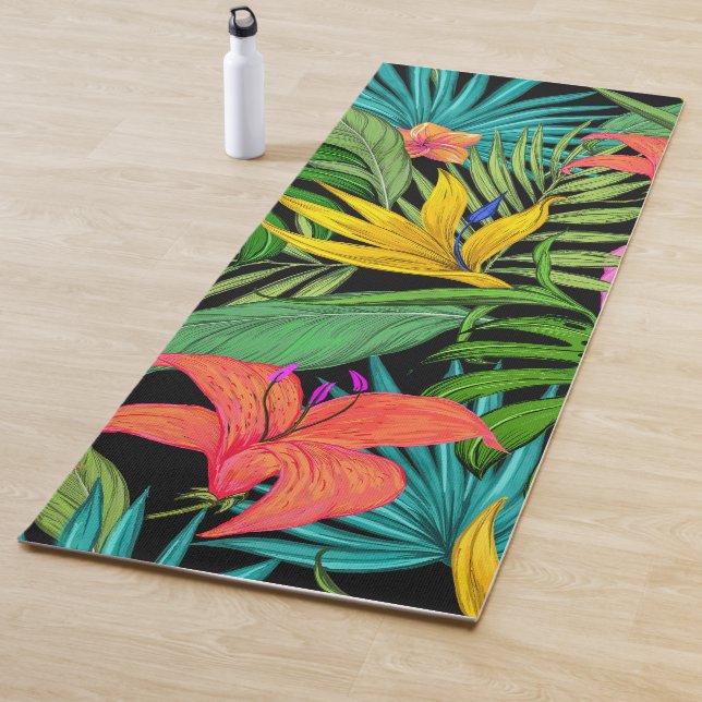 Elegante farbenfrohe Sommer-Tropical Floral Blätte Yogamatte (Beispiel)