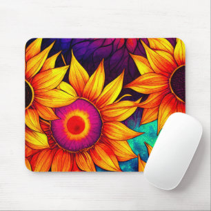 Elegante Farbenfrohe Sonnenblumen Blume Power Mousepad