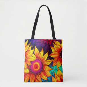 Elegante Farbenfrohe Sonnenblumen Blume Power Tasche