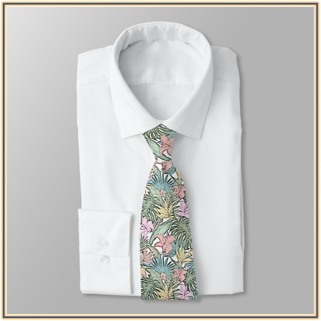 Elegante farbenfrohe Tropical Floral Neck Tie Krawatte (Bookmark my store: https://www.zazzle.com/store/capricepetit?rf=238091145531749709)