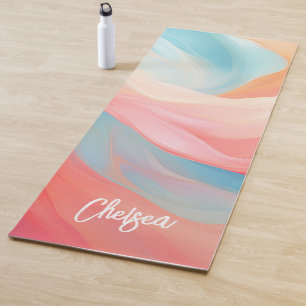 Elegante farbenfrohe Waves Kalligraphieskriptname Yogamatte