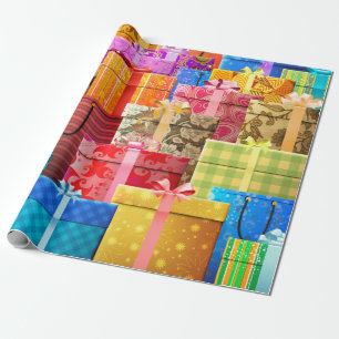 Elegante farbenfrohe Weihnachtsgeschenke Wrapping Geschenkpapier