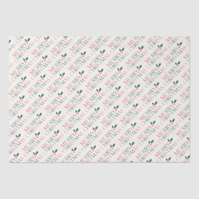 Elegante farbenfrohe Weihnachtsgrün Blätter Seidenpapier (Vorderseite)