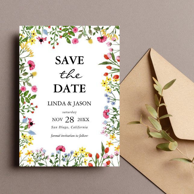 Elegante farbenfrohe Wildblume Hochzeit retten das Einladung (Von Creator hochgeladen)