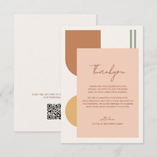 Elegante Farbige Boho Bögen QR Code Hochzeit Dankeskarte